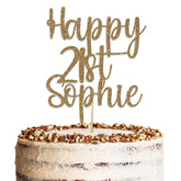 Personalised Happy Birthday Glitter Cake Topper by KreateSquare | Custom Colour Any Name & Any Age Premium 950 GSM Glitter Finish